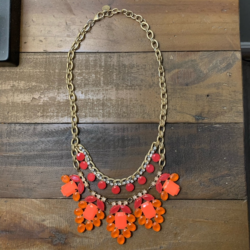 Stella & Dot Orange and Pink Gem Necklace